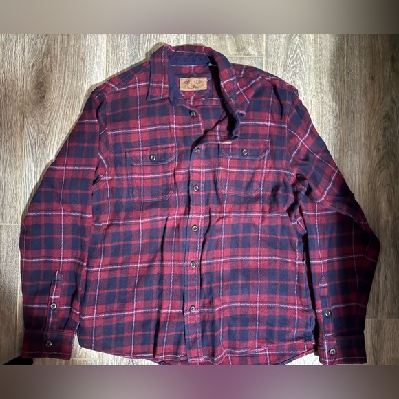 Men’s heavy Orvis Red and Blue Plaid flannel Shirt sz XL - Picture 1 of 4